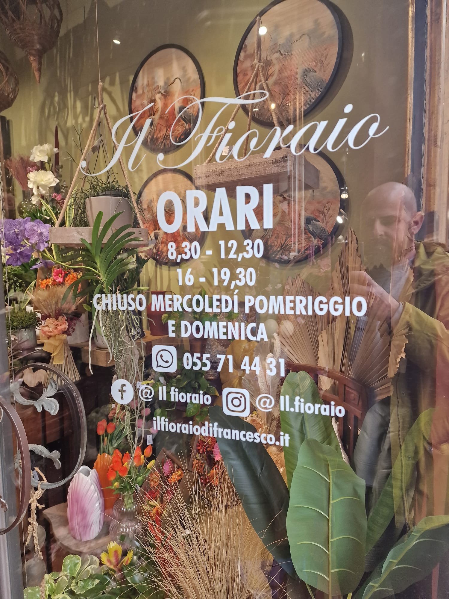 Vetrofania bianca porta Fioraio